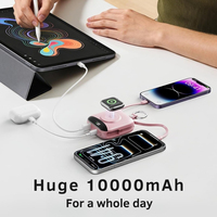 Batterie externe portable 10000mAh, charge rapide 22.5W, 2 câbles intégrés, porte-clés, écran LED, voyage, pour iOS, Android, montre connectée