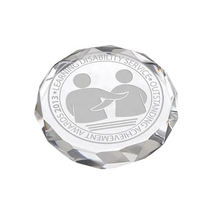 Papier de verre de qualité supérieure 50 pièces, poids rond, Logo personnalisé, gravure de décoration de bureau, Souvenir, cristal blanc - Product Image 2