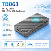 Enclosure Thunderbolt 3 USB4 M.2 NVMe SATA Tanpa Alat 40Gbps dengan Pendingin Kipas HL7440+RTL9210 Mendukung SSD 8TB TB063