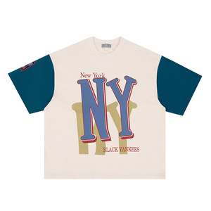 Camiseta unisex barata de tela 100% algodón con logotipo personalizado de gran tamaño de color sólido estilo informal - Product Image 4