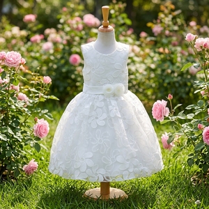 Vestido Formal Blanco sin Mangas de Diseño Simple y Venta Rápida para Niñas de <span class=keywords><strong>8</strong></span> <span class=keywords><strong>Años</strong></span> - Product Image 4