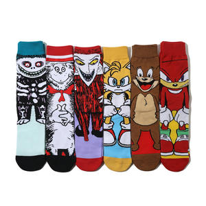 Vente en gros, chaussettes de dessin animé, Logo personnalisé, haute qualité, coton, bande dessinée, mode, joyeux, fou, chaussettes à tricoter - Product Image 1