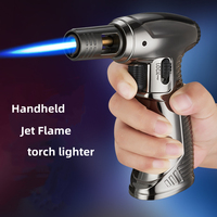 Briquet torche à flamme jet portable, rechargeable au gaz butane, briquet coupe-vent pour barbecue avec verrou de sécurité