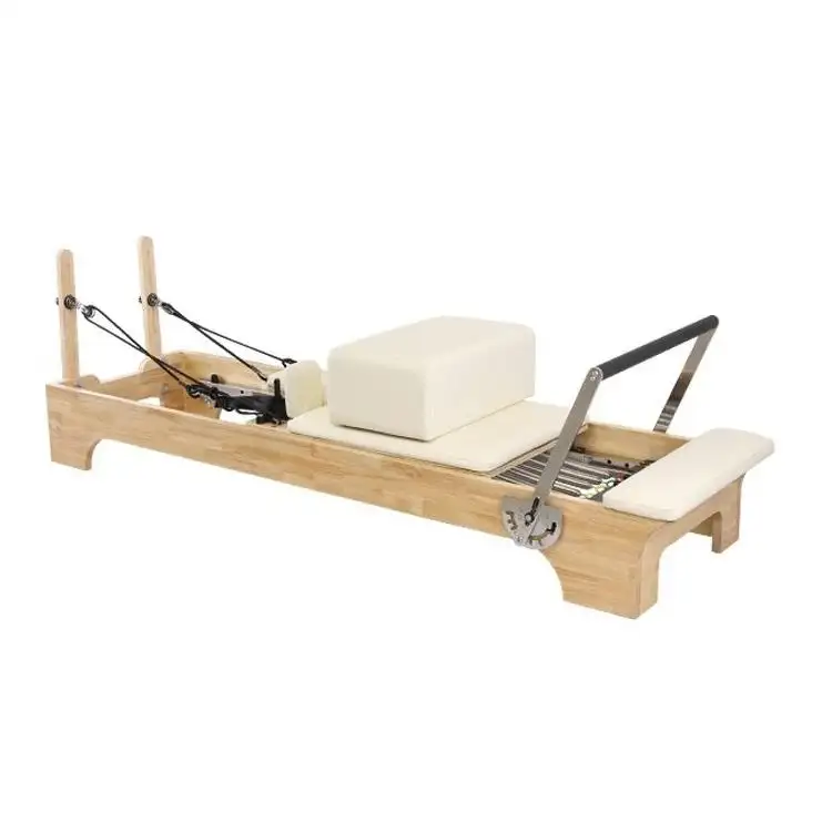 Body Building Gym Home Fitness Equipment esercizi personalizzati Oak wood white leather core Reformer pilates