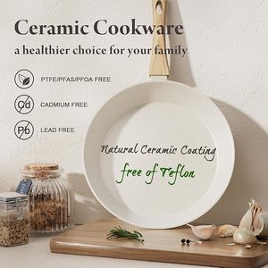 Geling nhà máy Trung Quốc không dính cảm ứng nhà bếp Frying Pan sets bán buôn công suất lớn kem trắng gốm <span class=keywords><strong>Cookware</strong></span> sets - Product Image 3