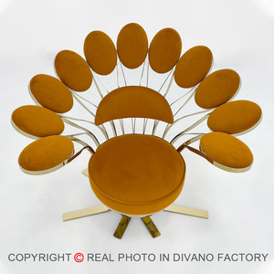 Ingresso nella hall design di lusso sedia trono <span class=keywords><strong>pavone</strong></span> sedia in acciaio inossidabile metallo marrone velluto sherpa <span class=keywords><strong>pavone</strong></span> - Product Image 4