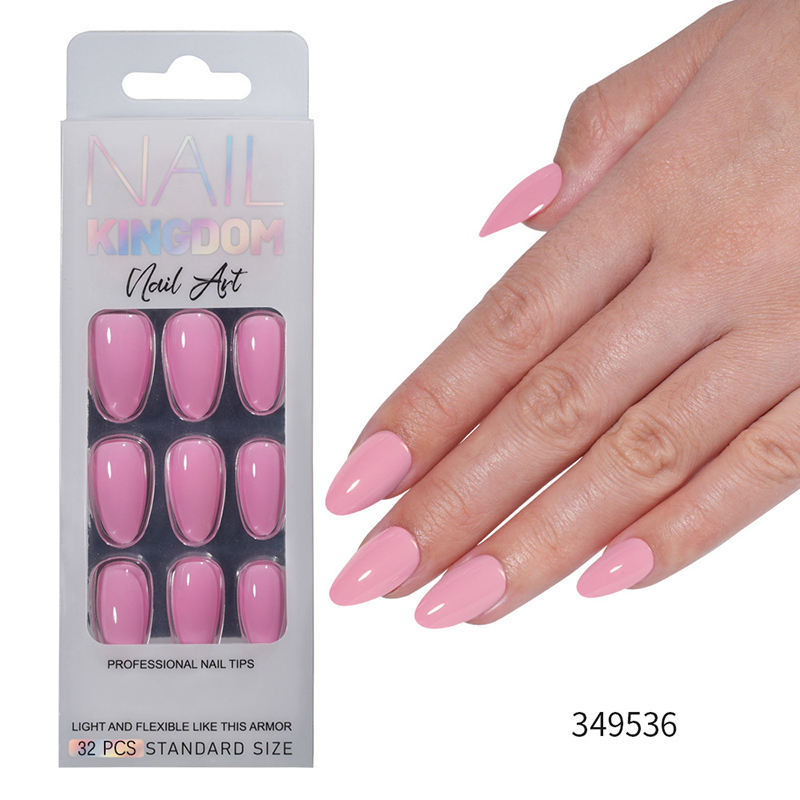 32pcs Almond Shaped Handmade Gel Press-On Nails Solid Color Artificial Fingernails for Nail Art Salon for Finger Application