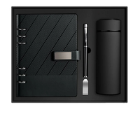 Cadeau VIP personnalisé : Clé USB avec boîte de luxe, agenda 2026, carnet en cuir PU bleu foncé A5 avec stylos, bloc-notes et gourde