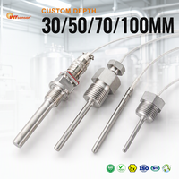OEM ODM Probe Temperatur Pt100 Pt1000 Kelas A -50~300C SS304 IP67 5mm untuk Pemantauan Proses Pompa Air, Oli, dan Kompresor