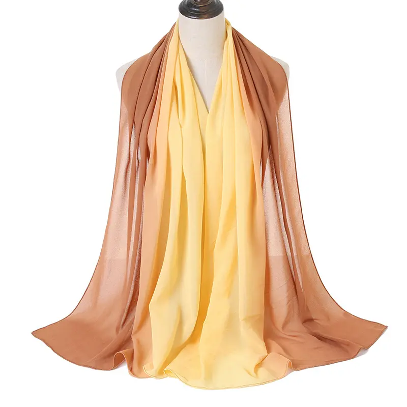 BSBH écharpe en mousseline de soie Imitation arc-en-ciel dégradé couleur 180x70cm, foulard Hijab d'été perle maillot instantané Hijabs