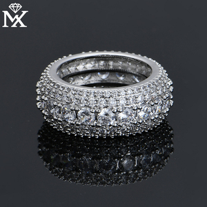 Anillo de cadena de Hip Hop de estilo cubano Unisex de plata 925, ajuste de cinco filas, anillo de Boutique de Zirconia cúbica, joyería de regalo de boda. - Product Image 5