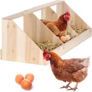 나무 닭 둥지 상자 3 구획 방 암탉 닭 산란 상자 집 다용도 사용 오리 가금류를위한 쉬운 조립