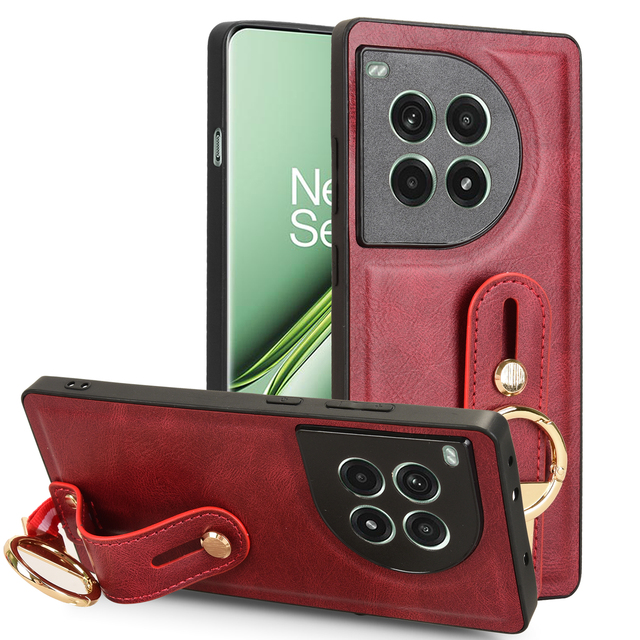 New Multifunctional PU Leather Case Shell with Wrist Strap Protective Back Cover for OnePlus Ace 3 Pro 5G Mobile Phone Case