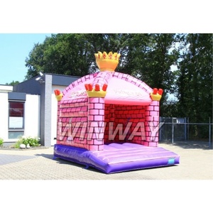 บ้านเด้งเป่าลมธีมปราสาทเจ้าหญิงสำหรับเด็กปราสาทกระโดดพีวีซีทนทานพร้อมมงกุฎตกแต่งสีชมพู - Product Image 1