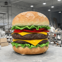 Escultura de Hamburguesa Gigante Personalizada de Fibra de Vidrio, Réplica Realista de Comida Rápida para Decoración de Restaurantes y Publicidad Exterior