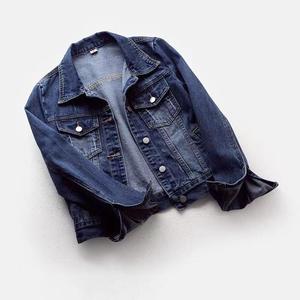Top court polyvalent tendance en denim pour femme, nouvelle collection printemps, version coréenne, manches longues, amincissant - Product Image 5