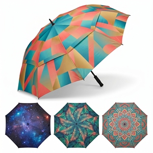 Automatic Open Strong Fiberglass Wind Resistance Rain Proof Extra Large Full Digital Print Straight Golf <b>Umbrella</b> With Logo - Product Image 3