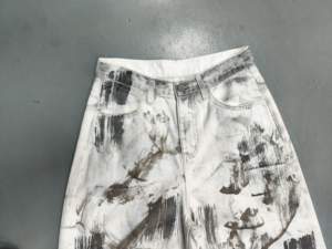 Jeans de Mezclilla Extra Grandes Huanqiu para <span class=keywords><strong>Hombre</strong></span>, con Estampado Gráfico, Desgastados, Holgados, Blancos, de Primavera - Product Image 3