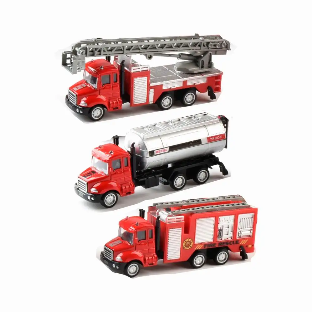 1:64 Plastic metal alloy car toys pull back diecast toys set fire engine cars diecast car toy die cast fire trucks model