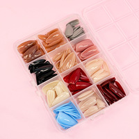 Faux ongles français portables à couverture complète préconçus, 12 couleurs, en boîte, brillants, 288 pièces, pour fournisseur transfrontalier