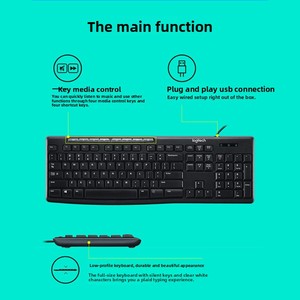 ชุดคีย์บอร์ดและเมาส์แบบมีสาย <span class=keywords><strong>MK200</strong></span> สำหรับคอมพิวเตอร์ตั้งโต๊ะ USB มัลติมีเดีย เกมมิ่ง ออฟฟิศ - Product Image 3