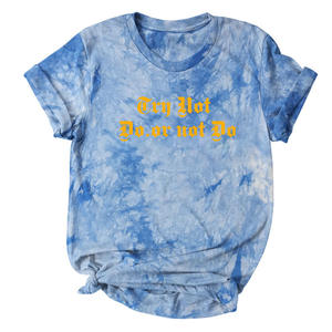 T-shirt décontracté à manches courtes en coton et lin, col rond, motif tie-dye, style européen et américain, été <span class=keywords><strong>2022</strong></span> - Product Image 4