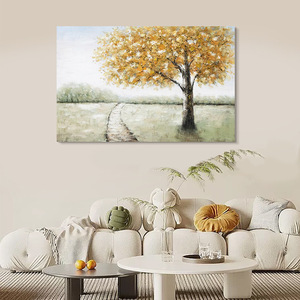 Grande Dipinto a Olio Fatto a Mano con Albero della Fortuna Autunnale, Paesaggio di Lusso, Quadro da Parete per Arredamento Soggiorno - Product Image 3