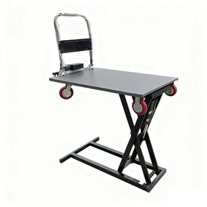 कैंची लिफ्ट टेबल ट्रक ट्रॉली पोर्टेबल इलेक्ट्रिक हाइड्रोलिक लिफ्टिंग फ्लैटबेड हैंडकार्ट धातु लोहे फ्रेम प्लेटफॉर्म सरल ट्रक - Product Image 1