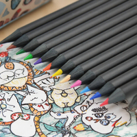 Ensemble de crayons de couleur en bois d'ébène de haute qualité, 12, 24, 36 couleurs, standard, 7 pouces, certifié sécurité, cadeau