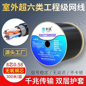 Cat 6 Non Shielded Outdoor <b>Waterproof</b> Network <b>Cable</b> 0.58mm Oxygen Free Copper Stranded 8 Conductor 300m - Product Image 4