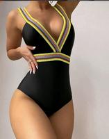 Maillot de bain de grossesse une pièce pour femme, col en V, uni, 100% polyester