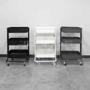 주방 욕실 침실을 위한 맞춤형 디자인 3 계층 액세서리 드 요리 저장 유틸리티 카트 접이식 스토리지 랙 - Product Image 6