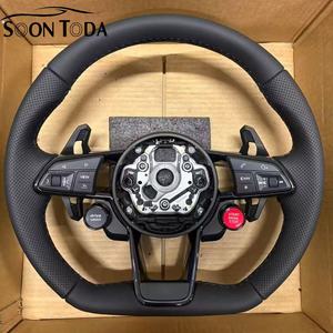 Volant R8 RS en cuir semi-synthétique et fibre de carbone pour <span class=keywords><strong>Audi</strong></span> A3 A4 A5 A7 <span class=keywords><strong>A8</strong></span> A6 C6 C7 C8 B8 B9 S3 S5 RS3 RS5 RS7 S3 S4 S5 Q3 Q5 Q7 Q8 - Product Image 2