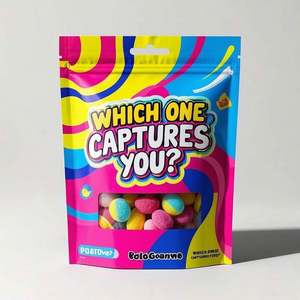 Sacs en mylar anti-odeur avec pochette debout avec fenêtre zip-lock 3.5 imprimés sur mesure pour bonbons, aliments et emballages alimentaires pour animaux de compagnie - Product Image 1