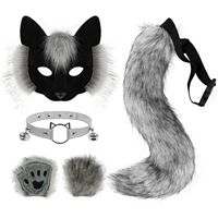 Accessoires de costume d'Halloween personnalisables Yihaoyi pour adultes unisexes, ensemble oreilles, queue et pattes de renard Therian, en coton doux et moelleux