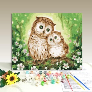 ภาพวาดระบายสีตามตัวเลข DIY รูปนกฮูกสองตัวในป่า ขนาด 40*50 ซม. มีทั้งแบบไม่มีกรอบและแบบมีกรอบ มีแบบม้วนได้ น่ารัก ตกแต่งผนังบ้านสไตล์โมเดิร์น พิมพ์ลาย - Product Image 1