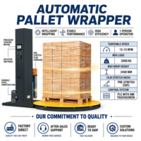 Machine d'emballage automatique à film étirable de qualité mondiale pour l'emballage de cartons et de sacs d'aliments et de boissons avec moteur, qualité export
