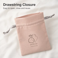 Pochette d'emballage pour bijoux en coton 100% écologique, logo personnalisé, sac en toile de coton biologique recyclable, sac à cordon en lin, sac anti-poussière