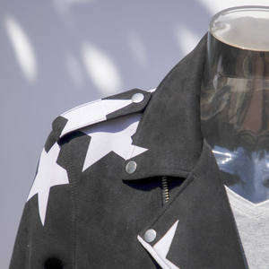 Giacca Moto Personalizzata in Finta Pelle Scamosciata | Cintura con stampa a stelle | Giacca Bomber in <span class=keywords><strong>Camoscio</strong></span> alla Moda per Uomo - Product Image 4