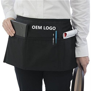 Demi-tabliers noirs unisexe avec poches, <span class=keywords><strong>pour</strong></span> la cuisine, la pâtisserie, le restaurant, les serveurs, les serveuses et les chefs, avec logo OEM <span class=keywords><strong>personnalisé</strong></span>, style artistique - Product Image 1