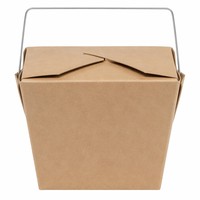Boîte à nouilles biodégradable avec poignée en fil métallique, conteneur pour plats asiatiques à emporter, emballage alimentaire chinois en papier kraft, vente en gros