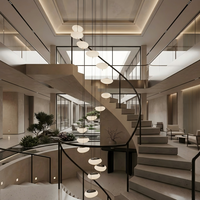 Lustre suspendu sur mesure pour escalier avec abat-jour, luminaires de plafond LED modernes et créatifs pour salon à double plafond