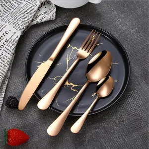 High Quality Mirror Silverware Restaurant Knife Spoon Fork Vajilla Gold Plated Flatware Stainless Steel Cutlery Set