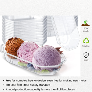 Fábrica personalizada RPET piezas desechables 8oz Banana Split Boat PET plástico helado Sundae Split Bowl - Product Image 2