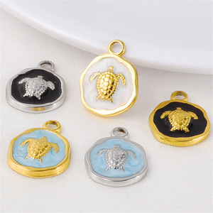 Pendentif tortue en acier inoxydable 304 plaqué or 18 carats avec finition goutte d'huile pour collier et bracelet DIY - Product Image 1