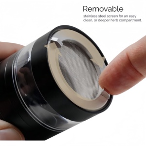 Matte Black Aluminum Hemp <b>Herb</b> <b>Grinder</b> 5 Part Spice Tobacco Mill with See-through Chamber for Smoking - Product Image 4