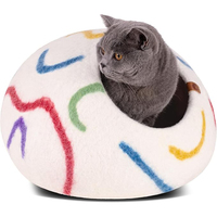 Lit pour chat en laine mérinos 100% faite à la main, de qualité supérieure, chaud, confortable, styles modernes et classiques, dessins animés, toutes saisons