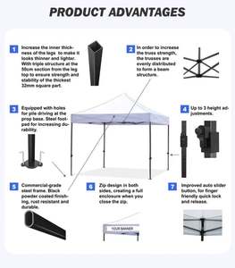 Carpa de Jardín Impermeable y Plegable, Toldo para Jardín Resistente al Sol y a la Lluvia, Gazebo de 10 x 10 pies - Product Image 5