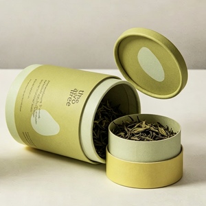 Biodegradable Kraft Paper <b>Round</b> <b>Gift</b> <b>Box</b> with Lid Custom Coffee & Food Packaging Canister Matt Lamination Options - Product Image 1