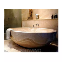 QUYANG – baignoire en pierre naturelle de Style occidental, décoration de salle de douche de luxe, baignoire intérieure texturée en marbre sculpté à la main